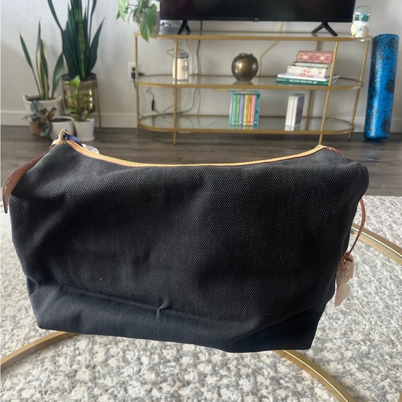 NWT Dooney and Bourke Florentine Vacchetta 2 pocket Canvas Bag, Black and Tan - Picture 6 of 11